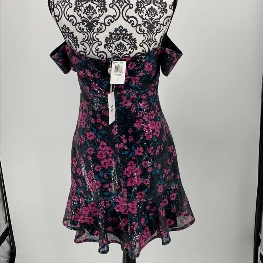 Wayf Janet Sequined Off-the-shoulder Mini Dress floral sparkly peekaboo cutout - Picture 11 of 14